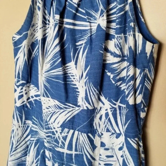 Eliza J Blue  White Leaf Botanical Fit and Flare Dress 10 - Picture 5 of 14